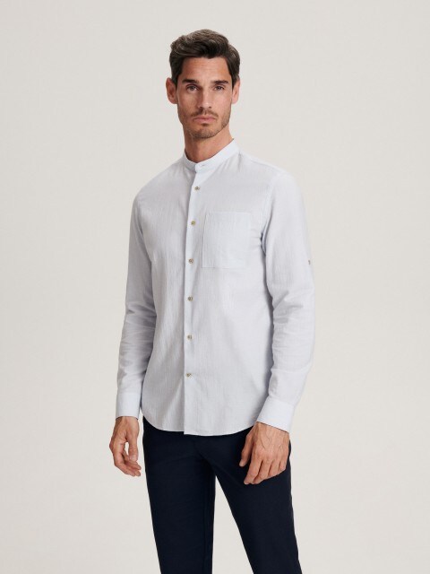 Slim fit shirt with stand up collar
