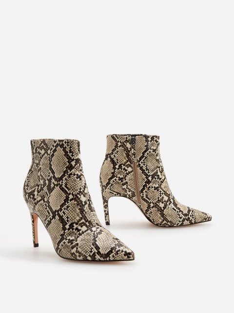 Snake effect ankle boots