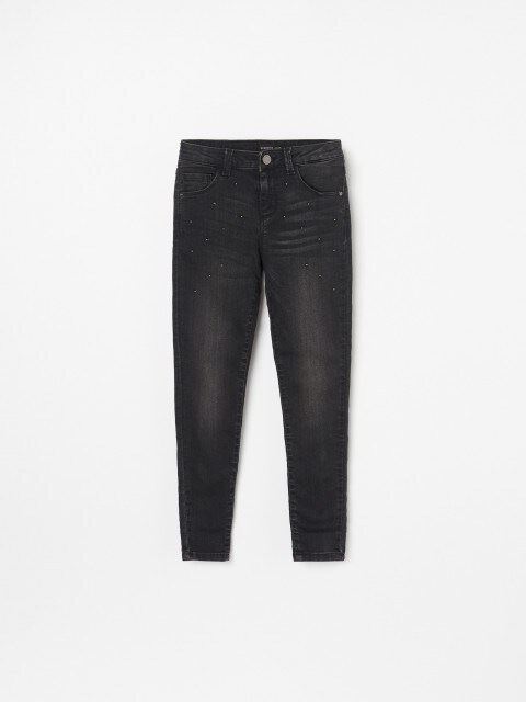 Denim trousers with beads