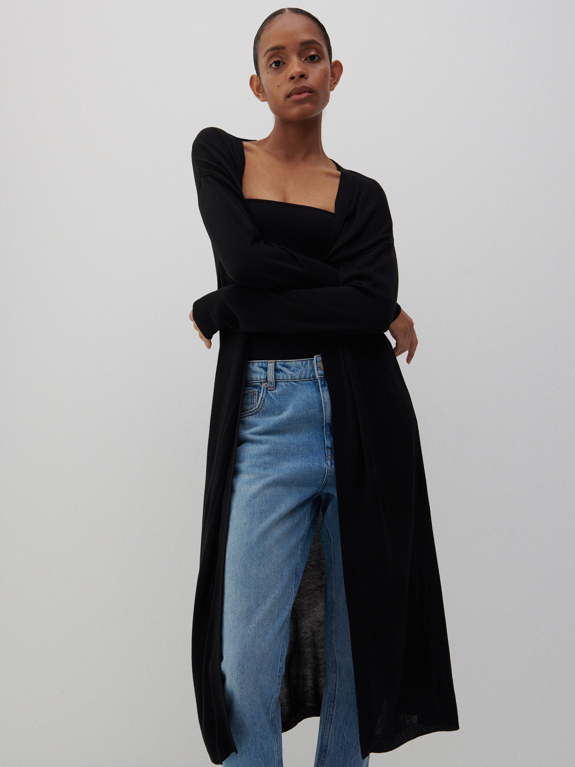 Dlhý viskózový kardigán