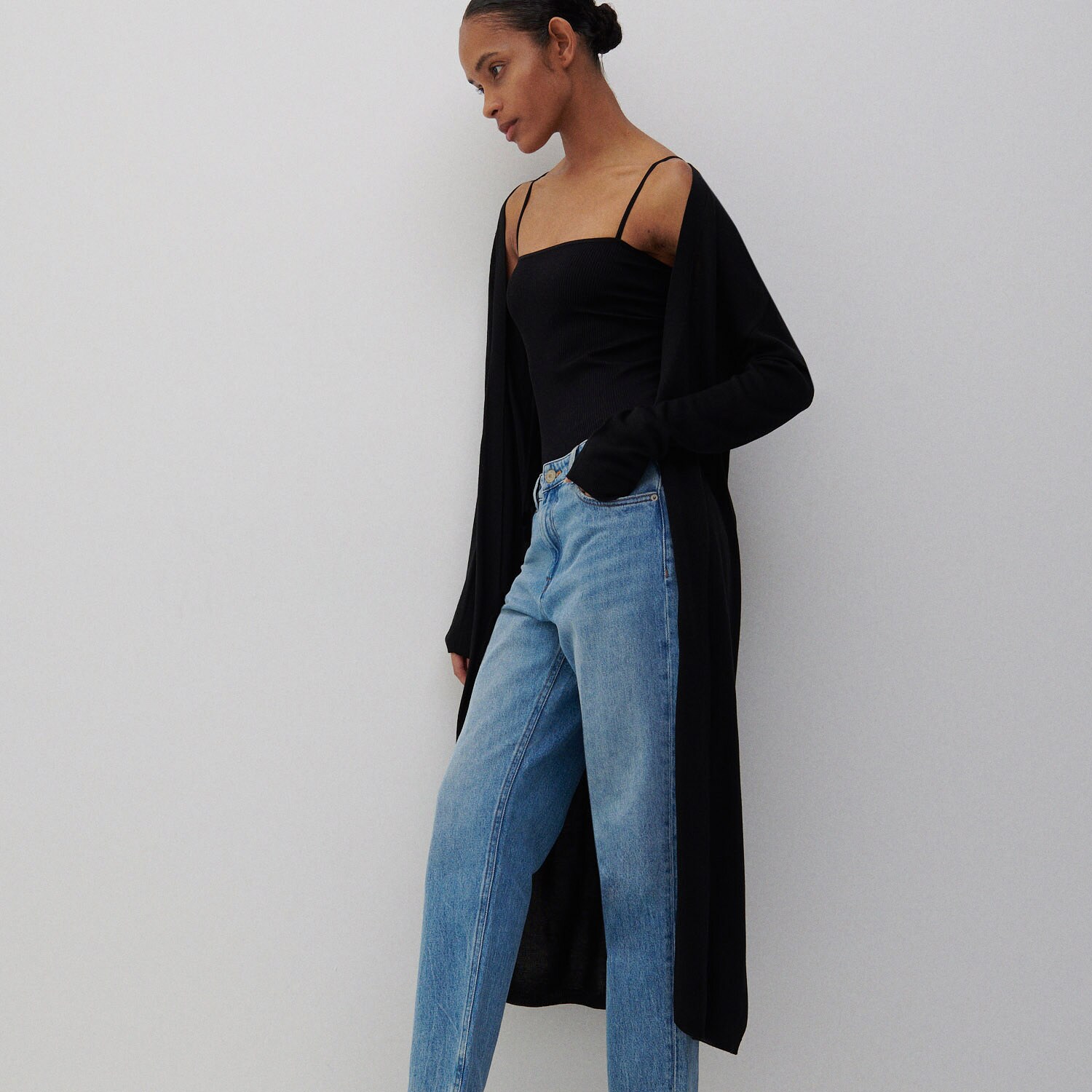 Dlhý viskózový kardigán