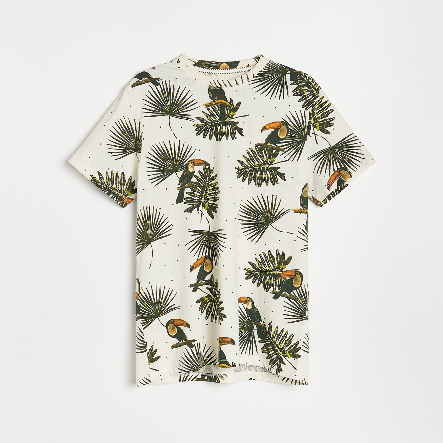 Bavlnené tričko s potlačou s motívom tukanov