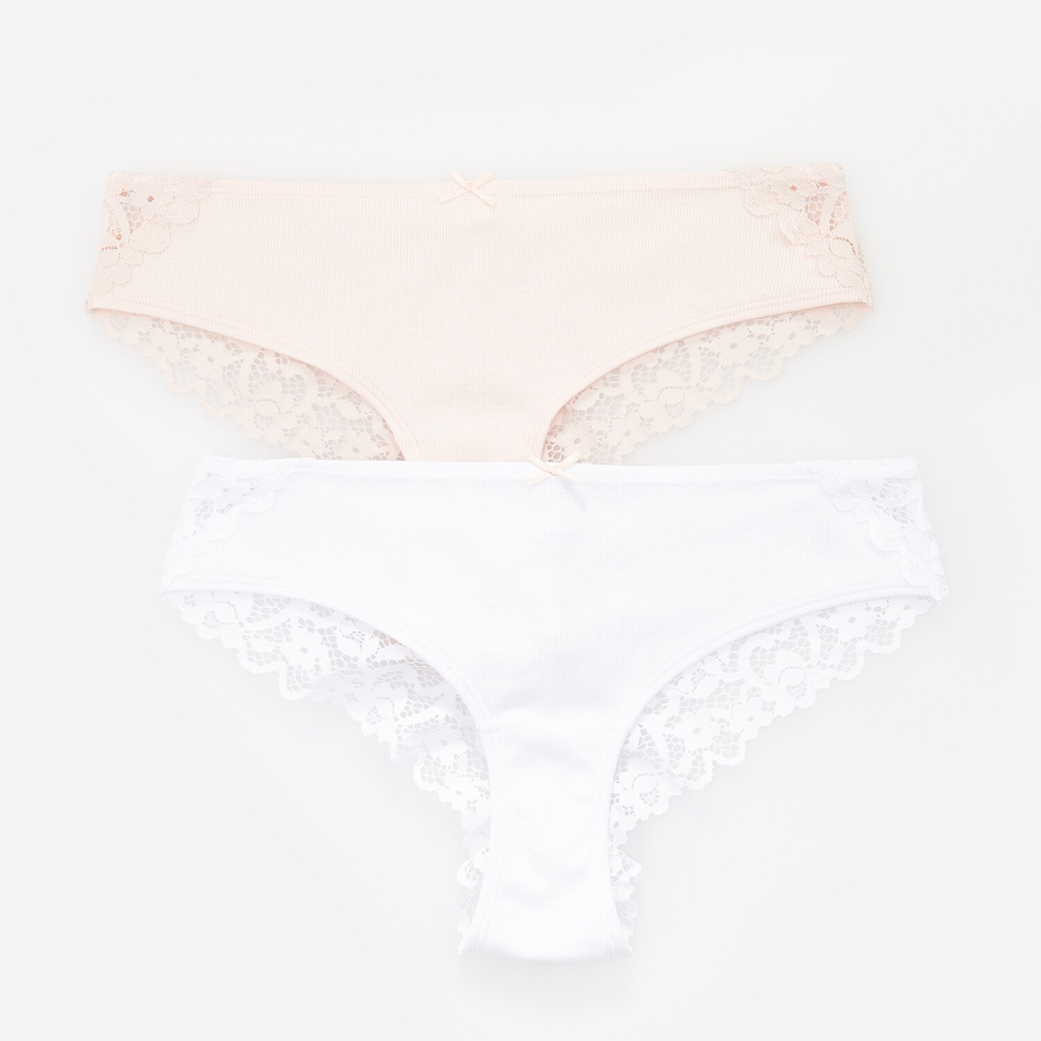 Súprava 2 bavlnených hipsterských nohavičiek s čipkovaným detailom