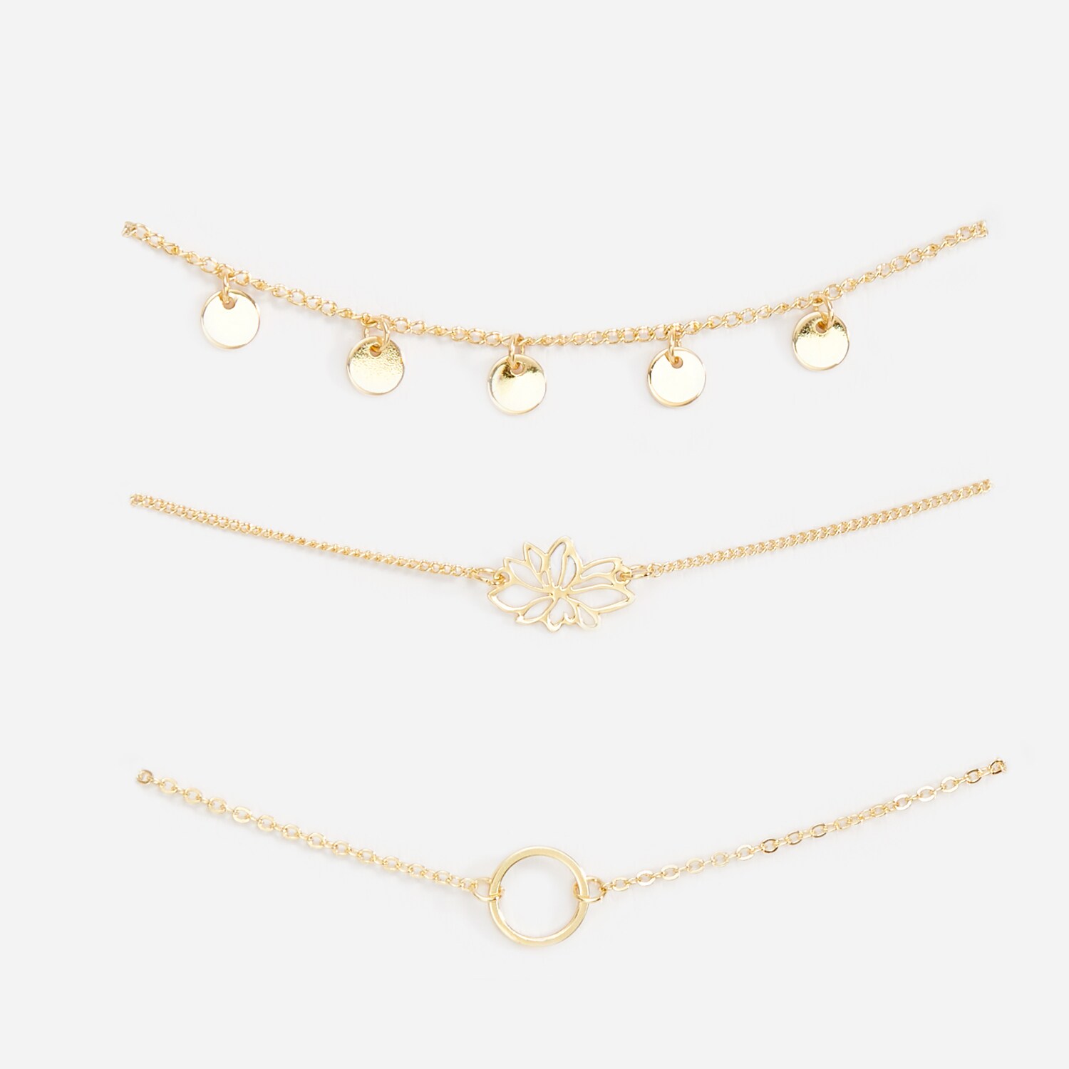 Súprava 3 zlatých náramkov