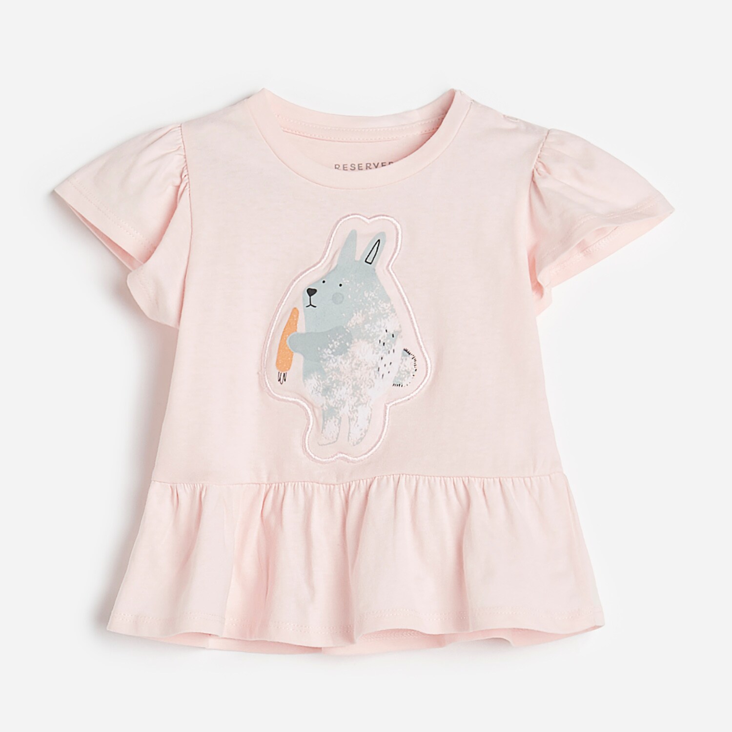 Bavlnené tričko s volánom a potlačou