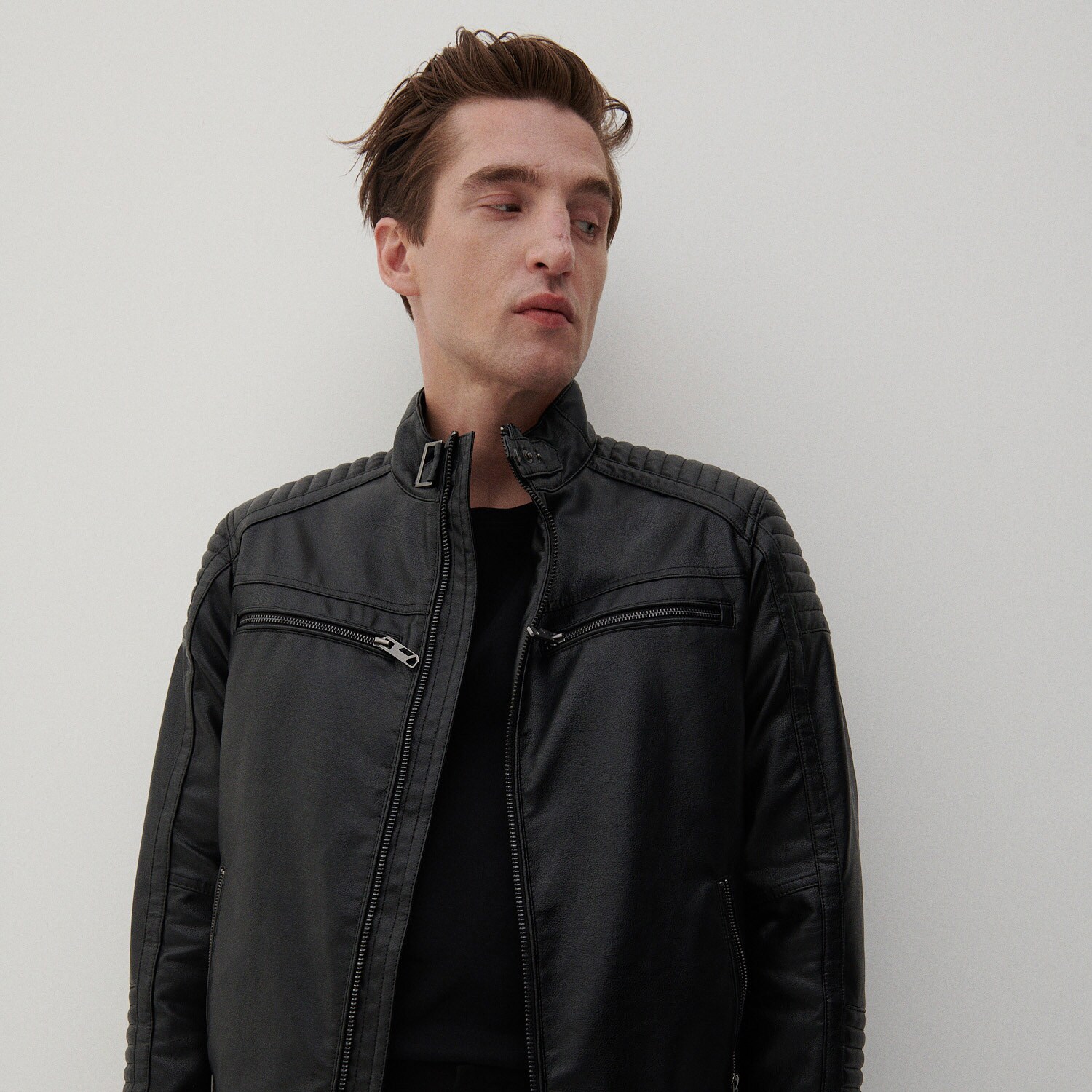 Motorkárska bunda z eko kože