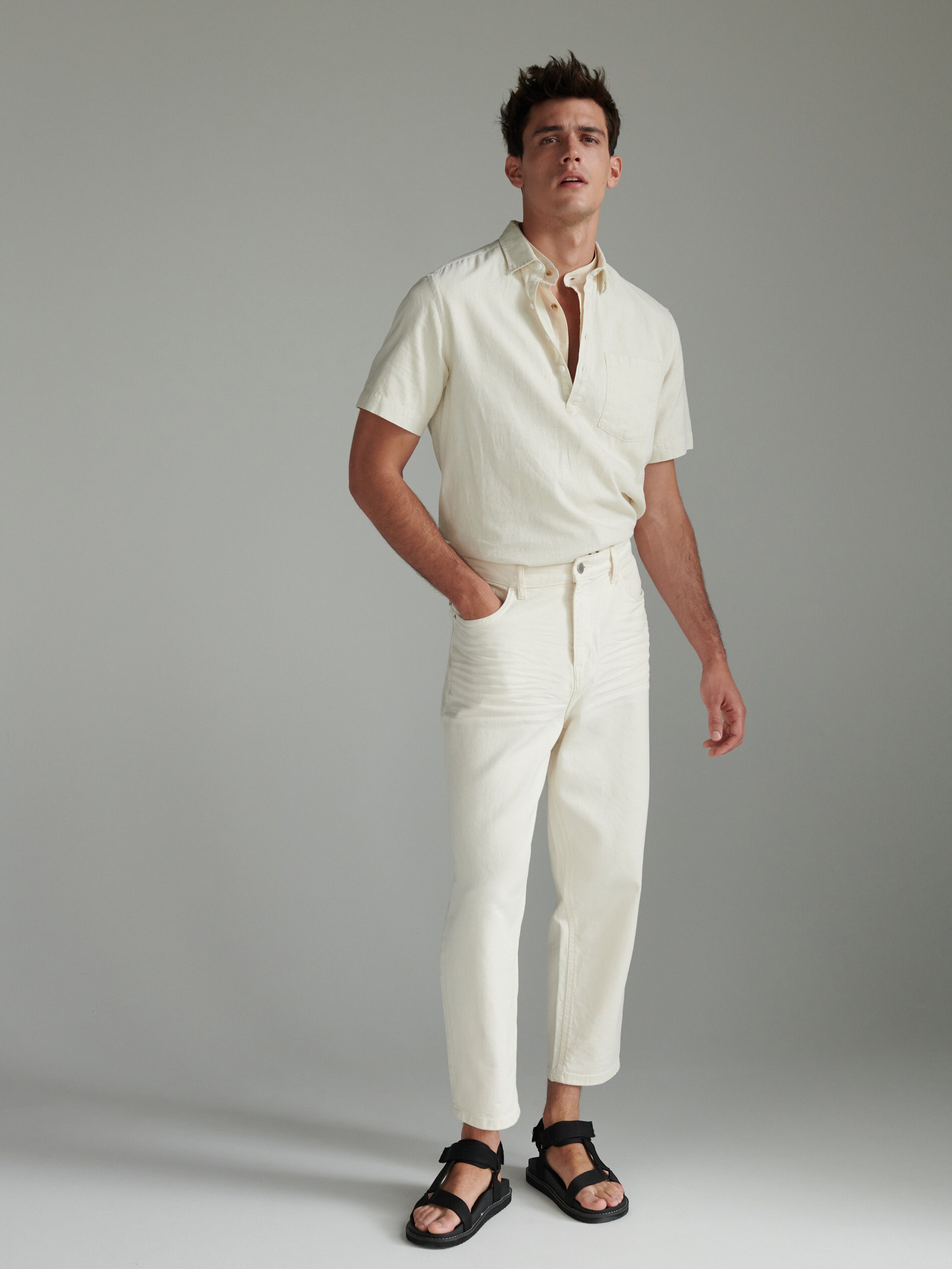 Košeľa comfort fit s prímesou ľanu