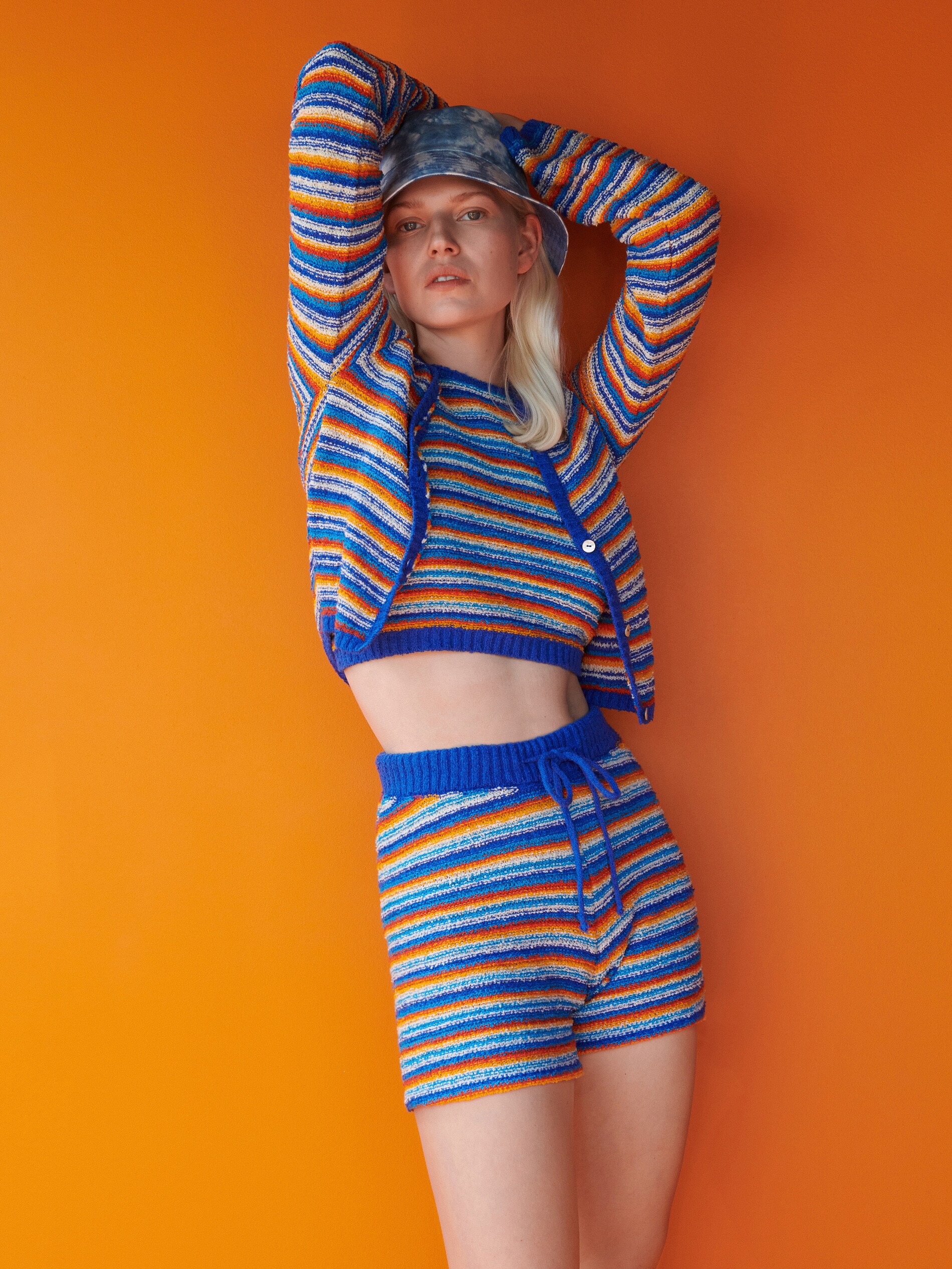 Pásikavé froté šortky