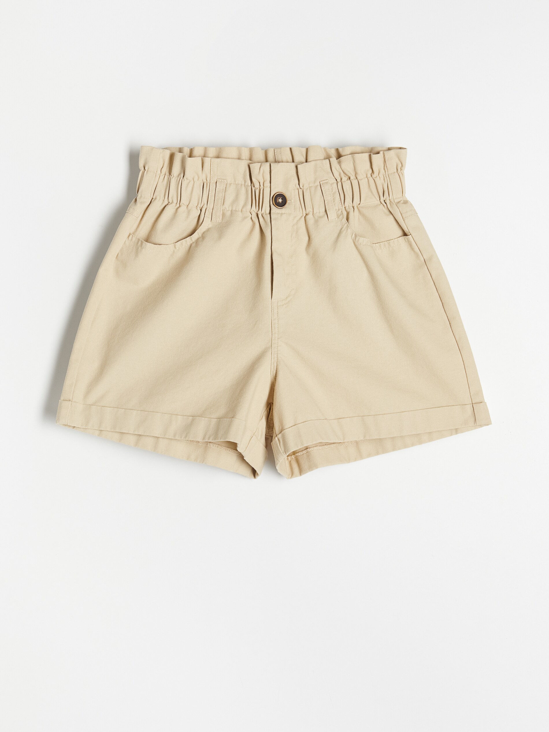 Ľanové šortky paperbag