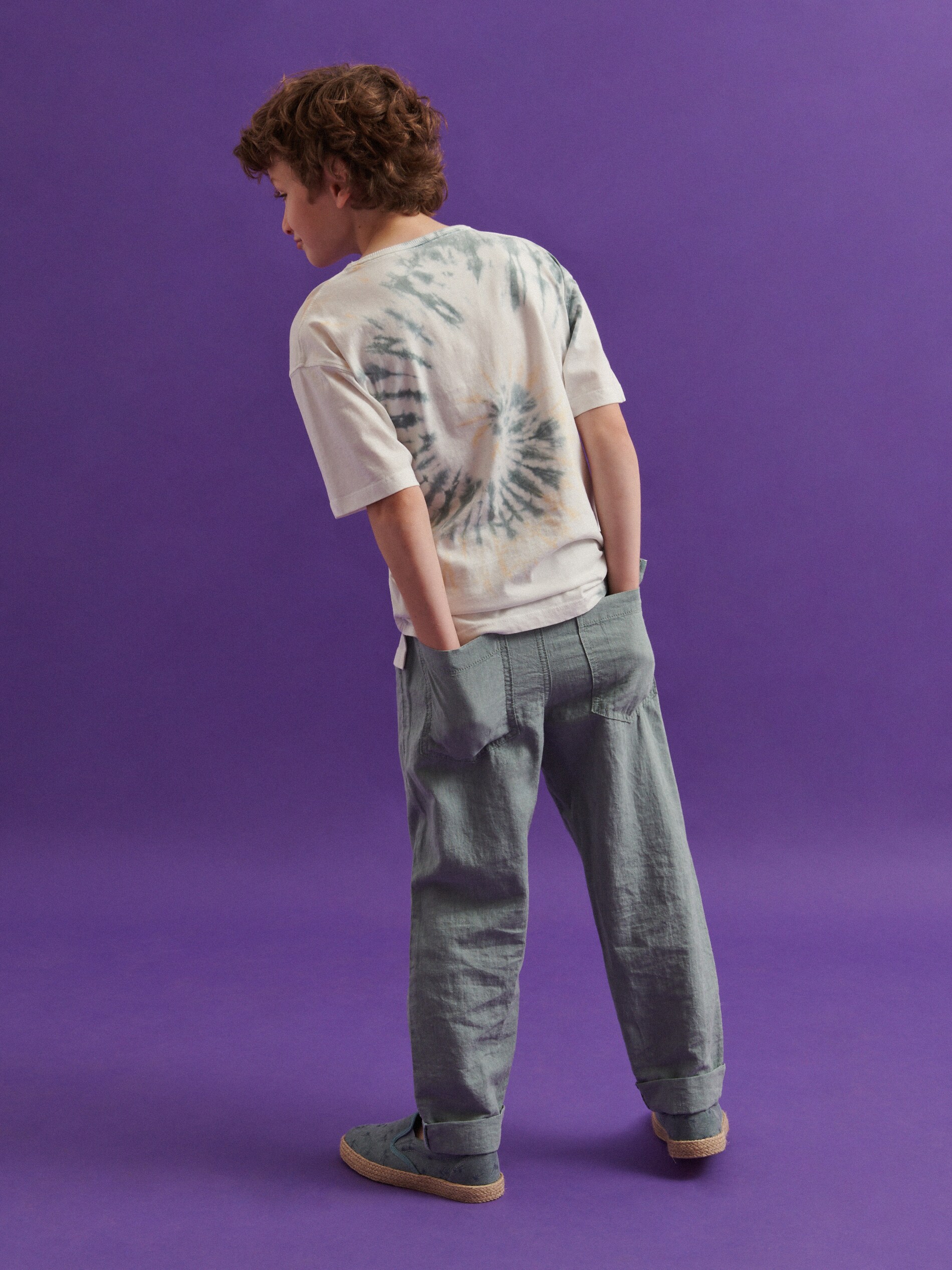 Hladké ľanové nohavice s prímesou bavlny