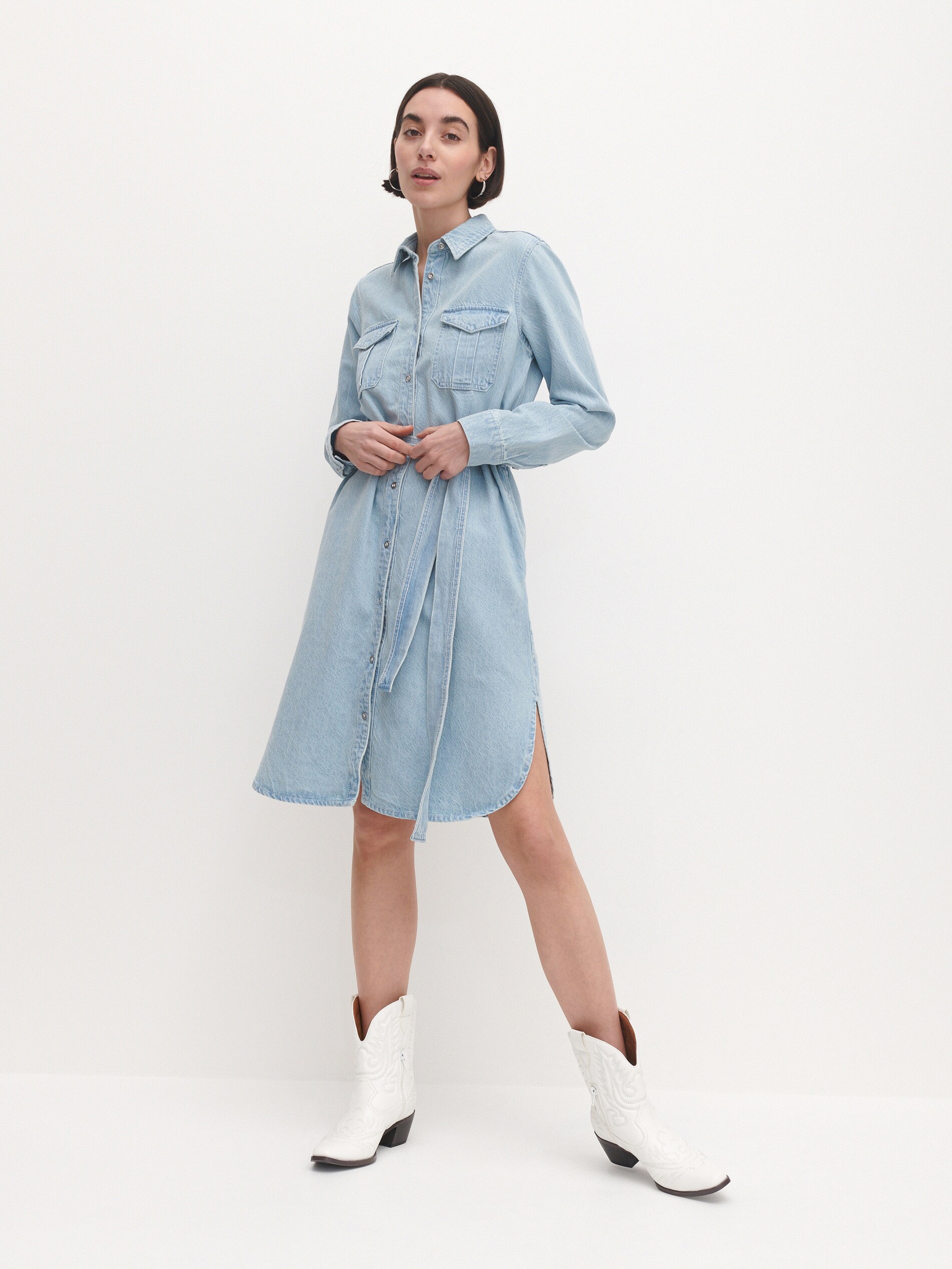 Džínsové košeľové šaty