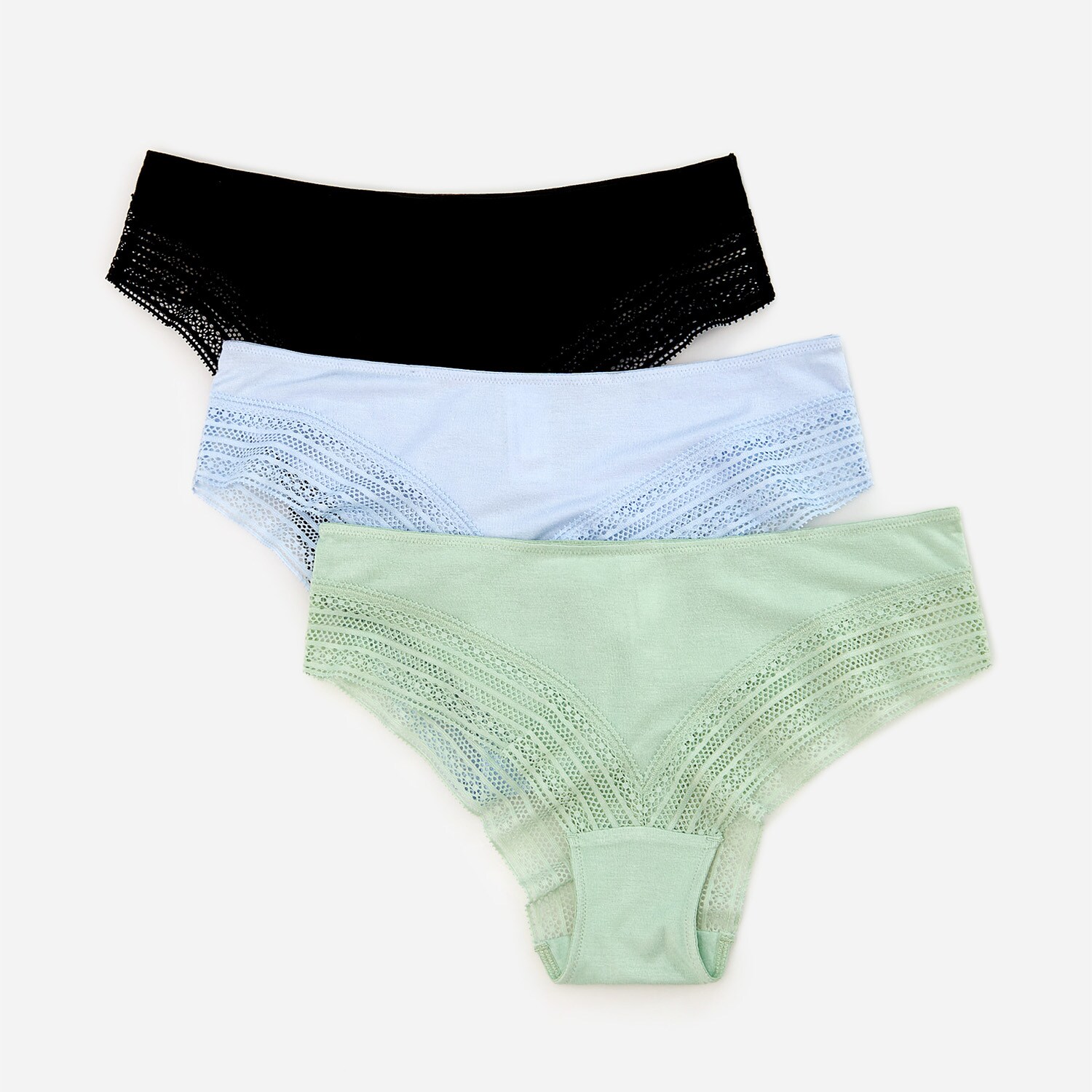 Súprava 3 čipkovaných hipsterských nohavičiek