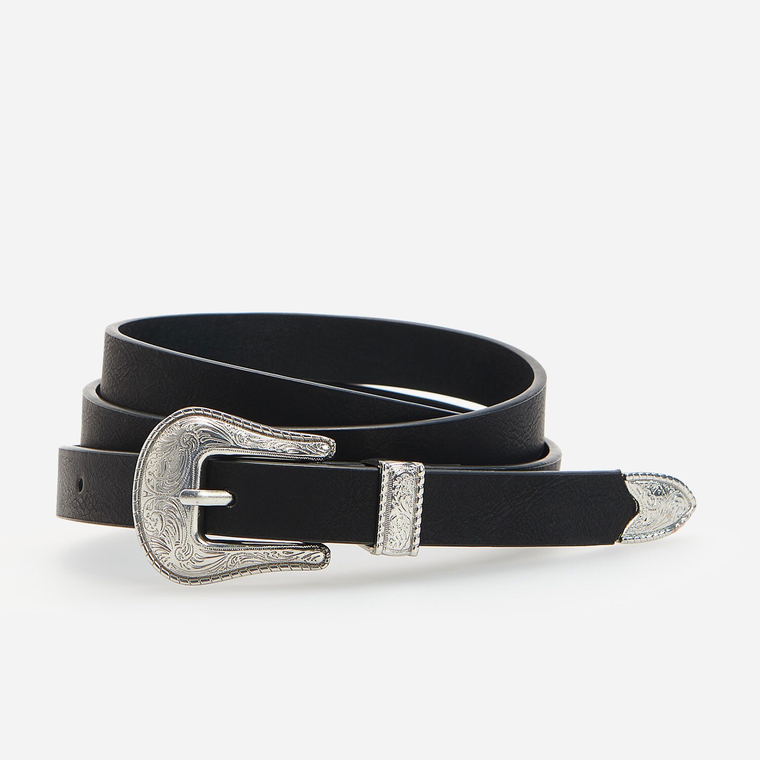 Čierny opasok s ozdobnou prackou