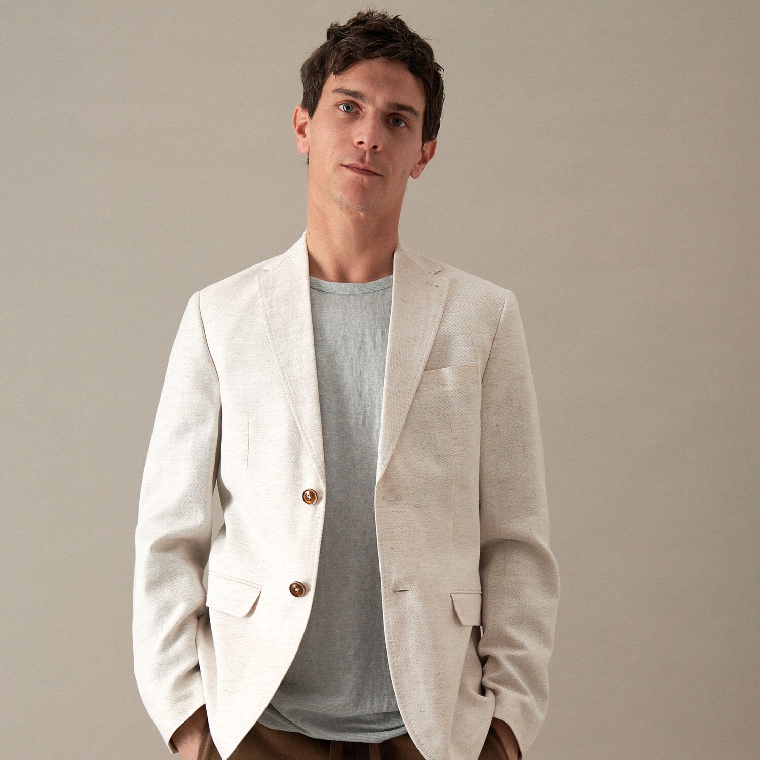 Oblekové sako zo zmesi ľanu a bavlny