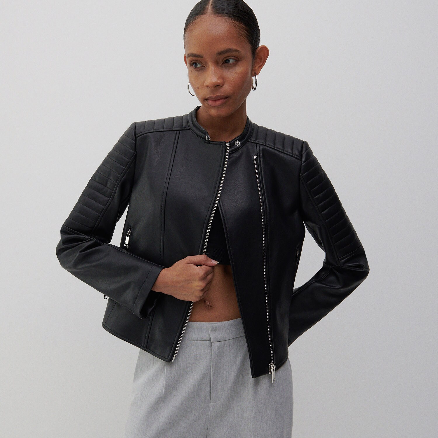 Motorkárska bunda z eko kože