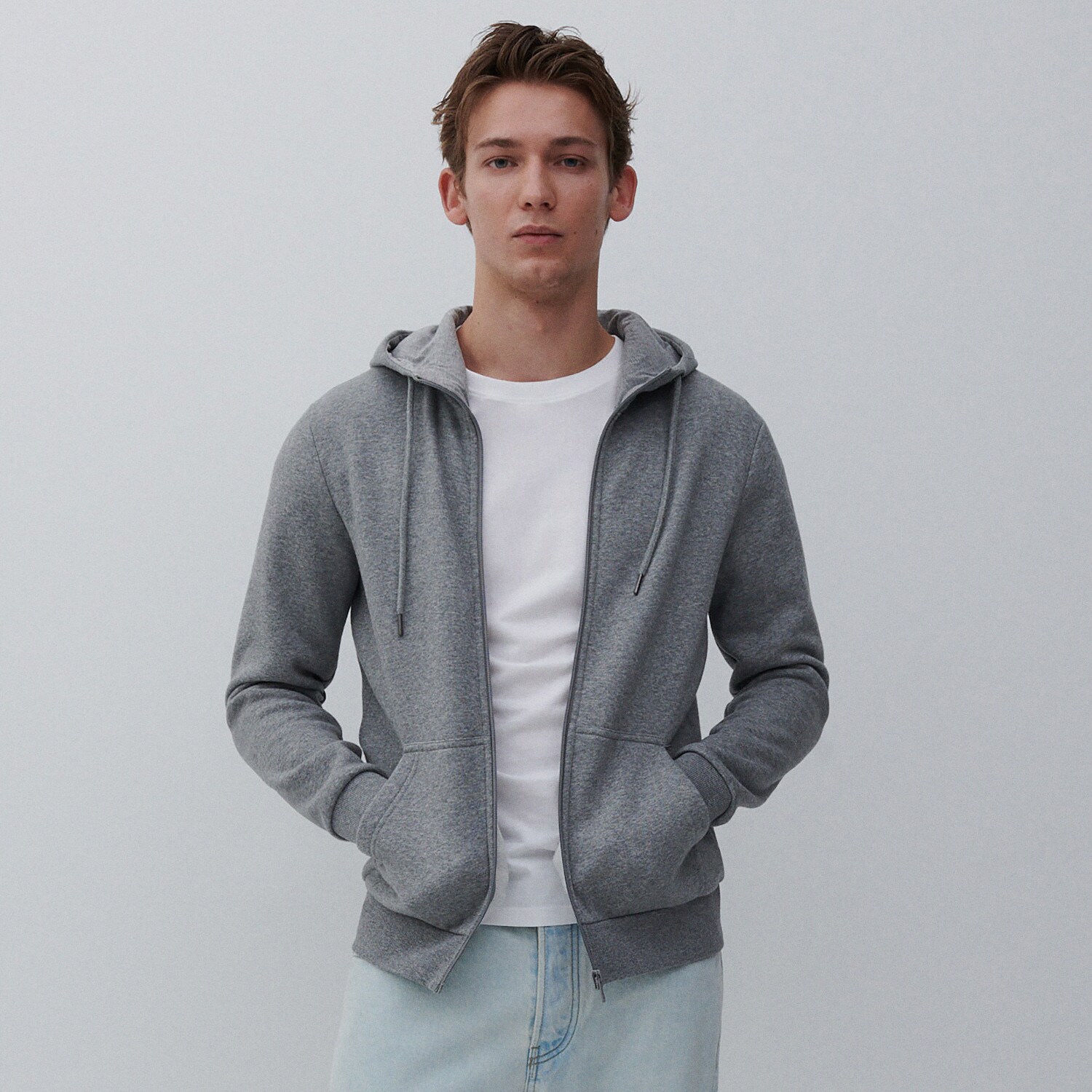 Melanžová mikina s kapucňou