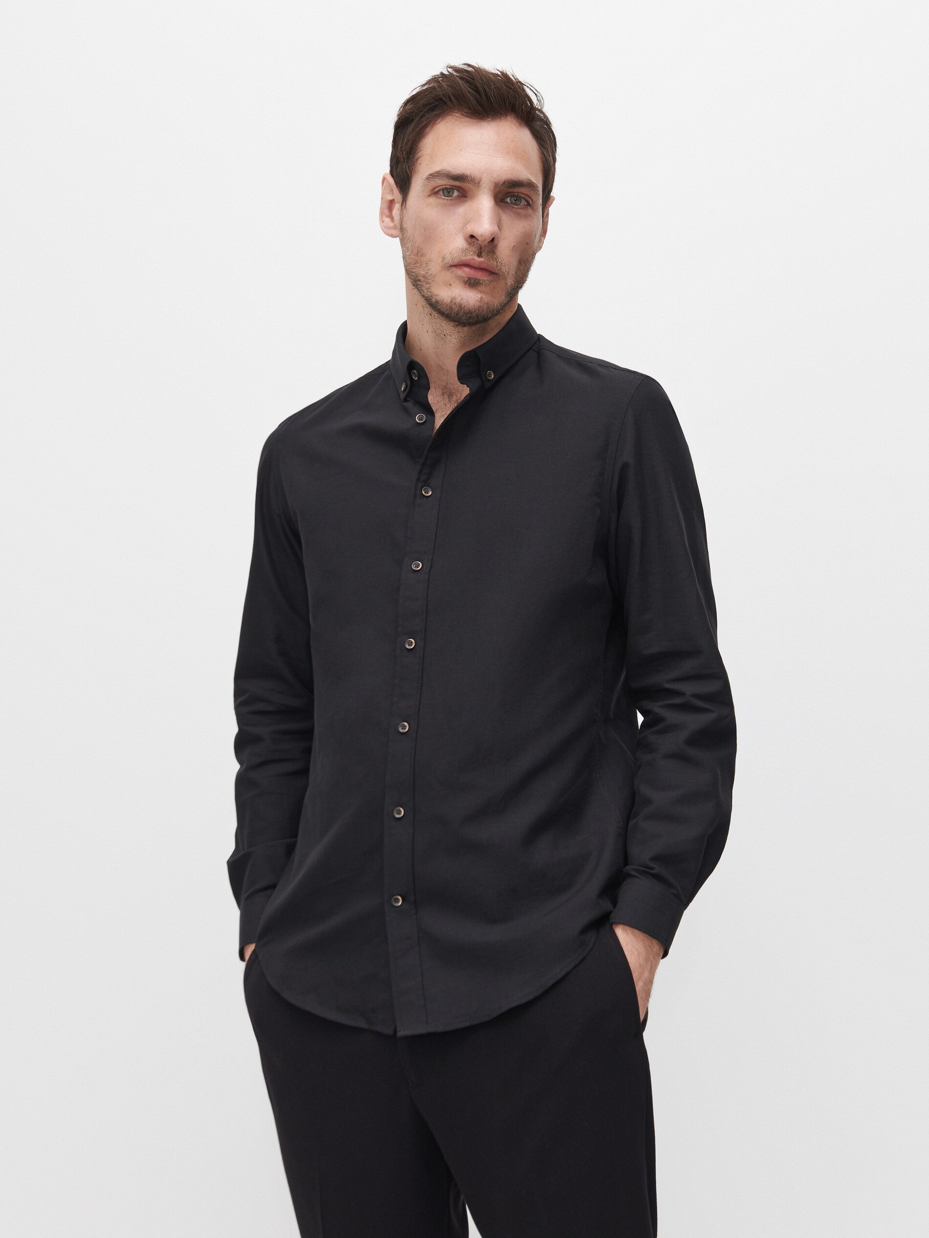 Košeľa regular fit s prímesou ľanu