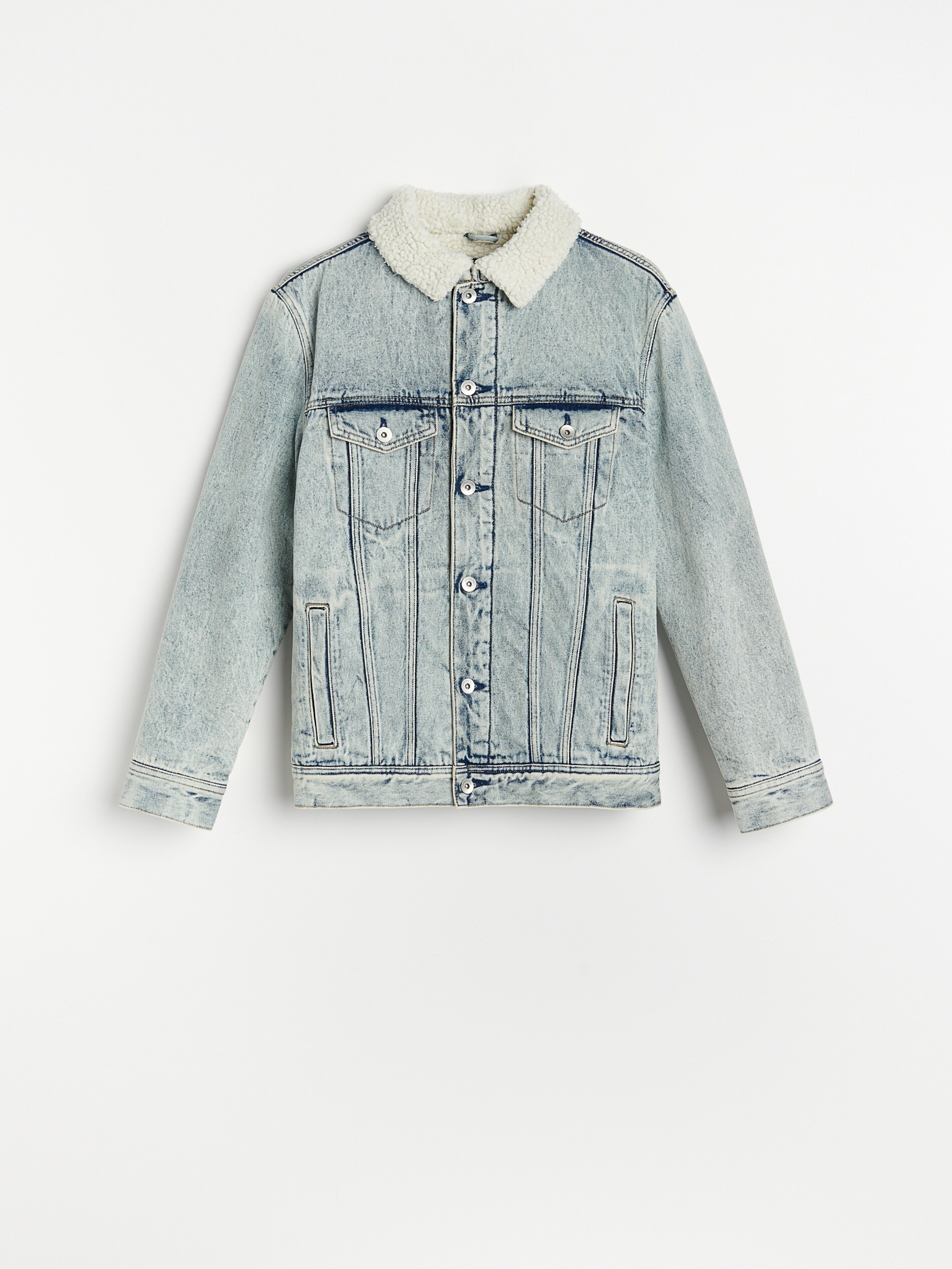 Džínsová bunda typu sherpa