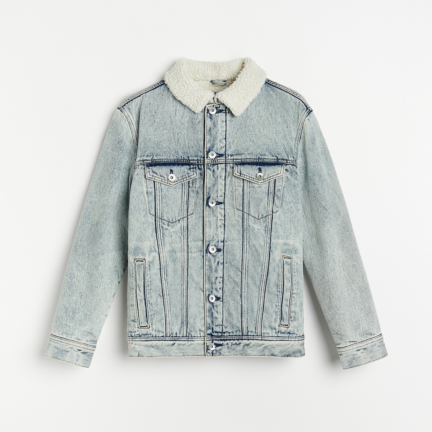 Džínsová bunda typu sherpa