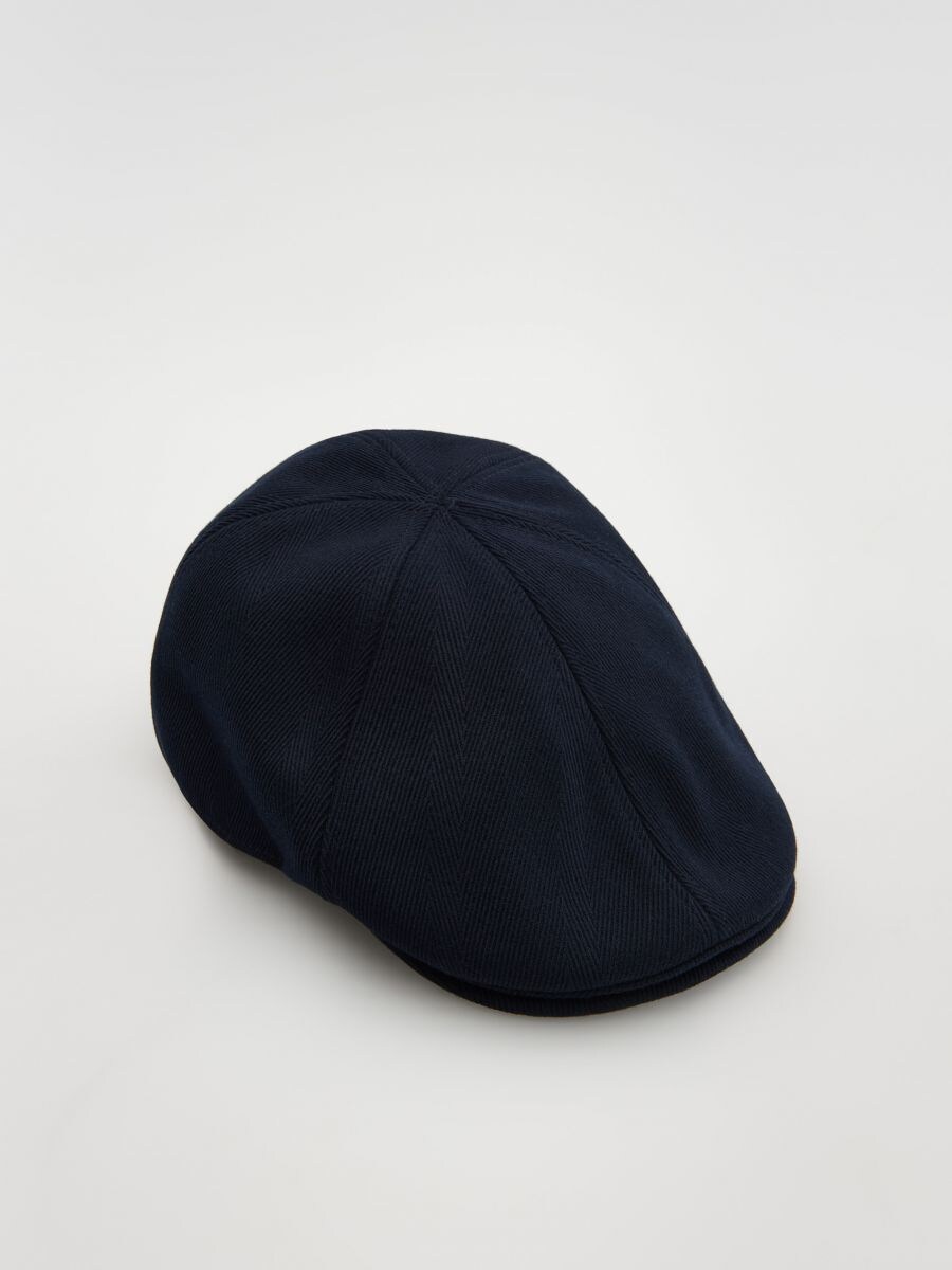 Navy herringbone flat cap Clearance
