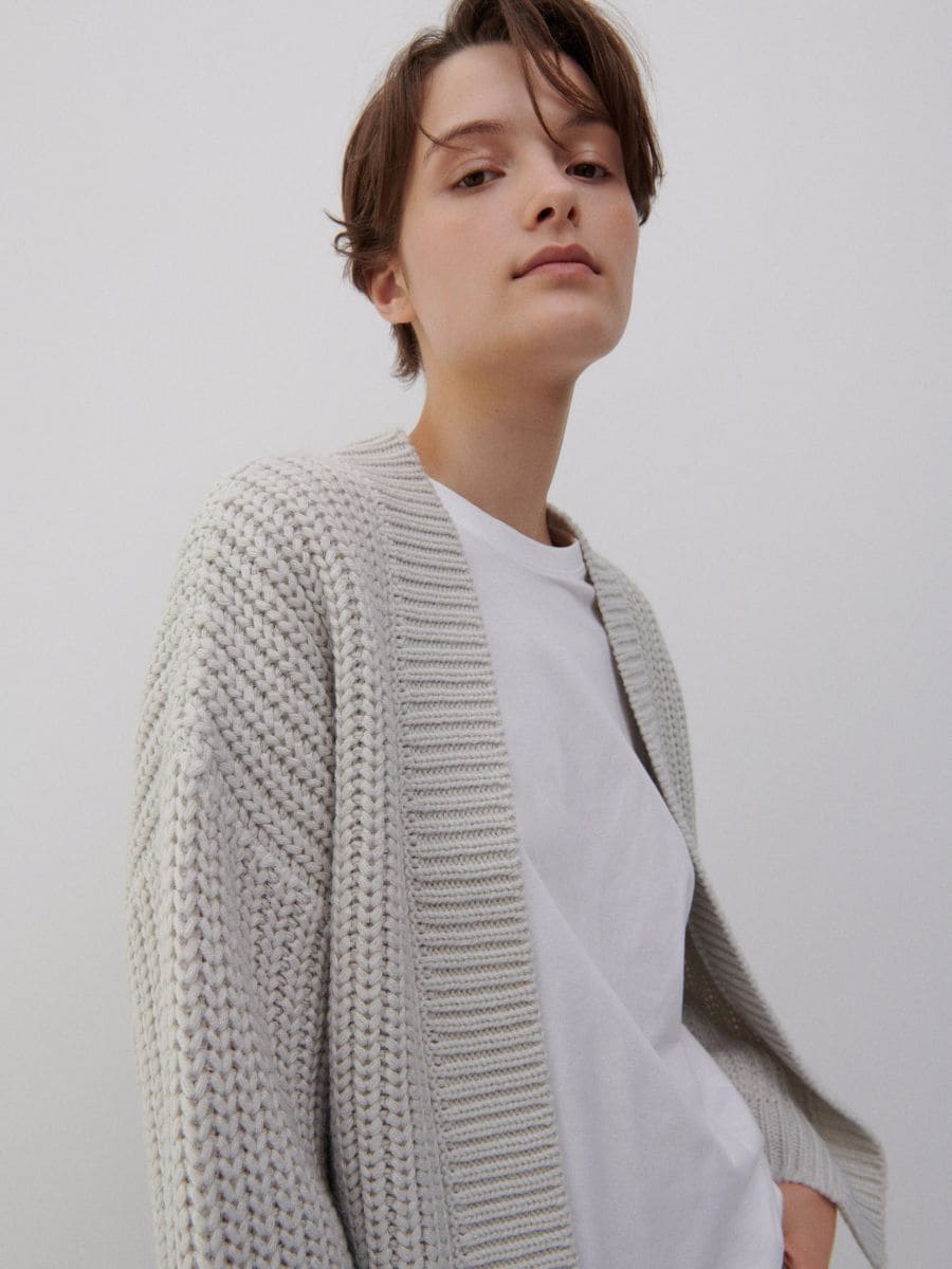 Light grey cropped cardigan Clearance