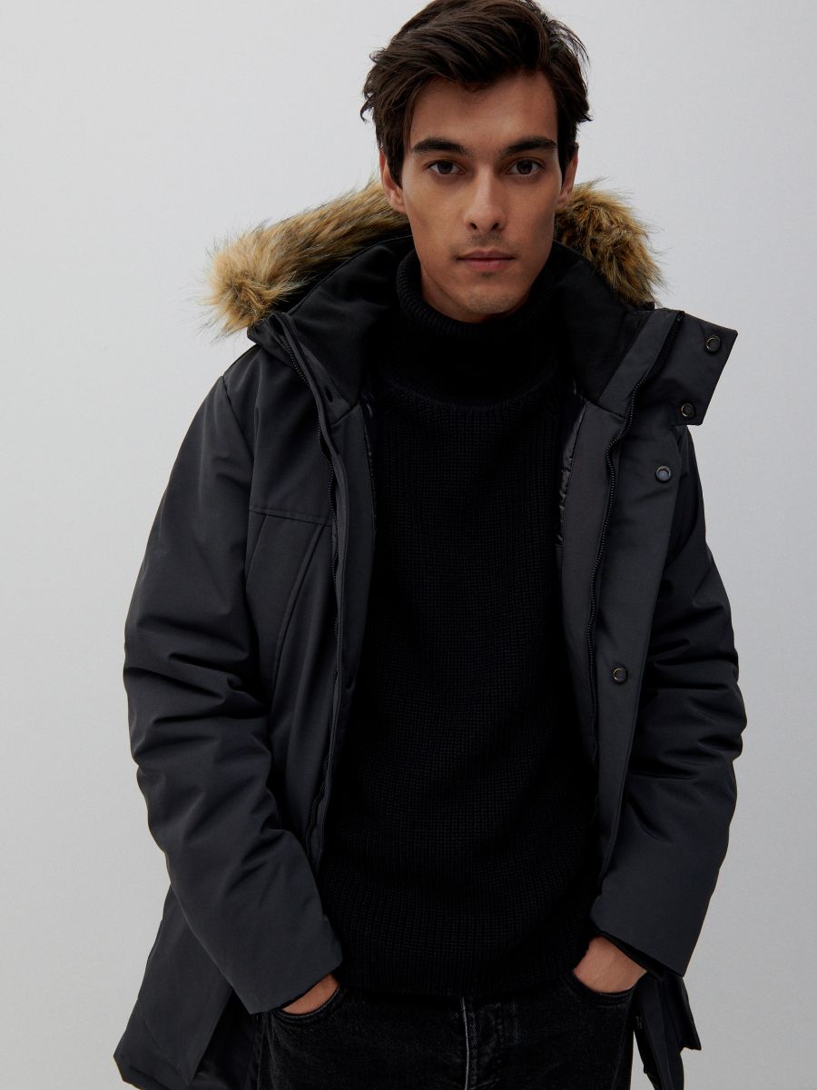 dark grey parka