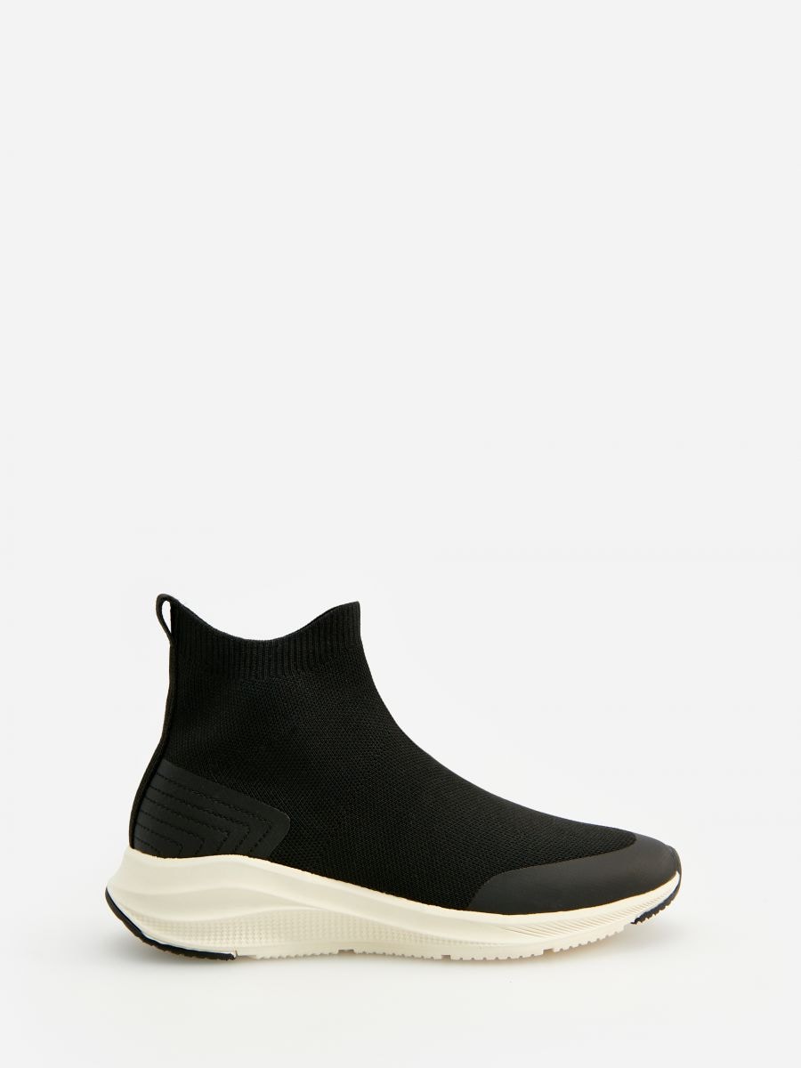 All black laceless sneakers Clearance