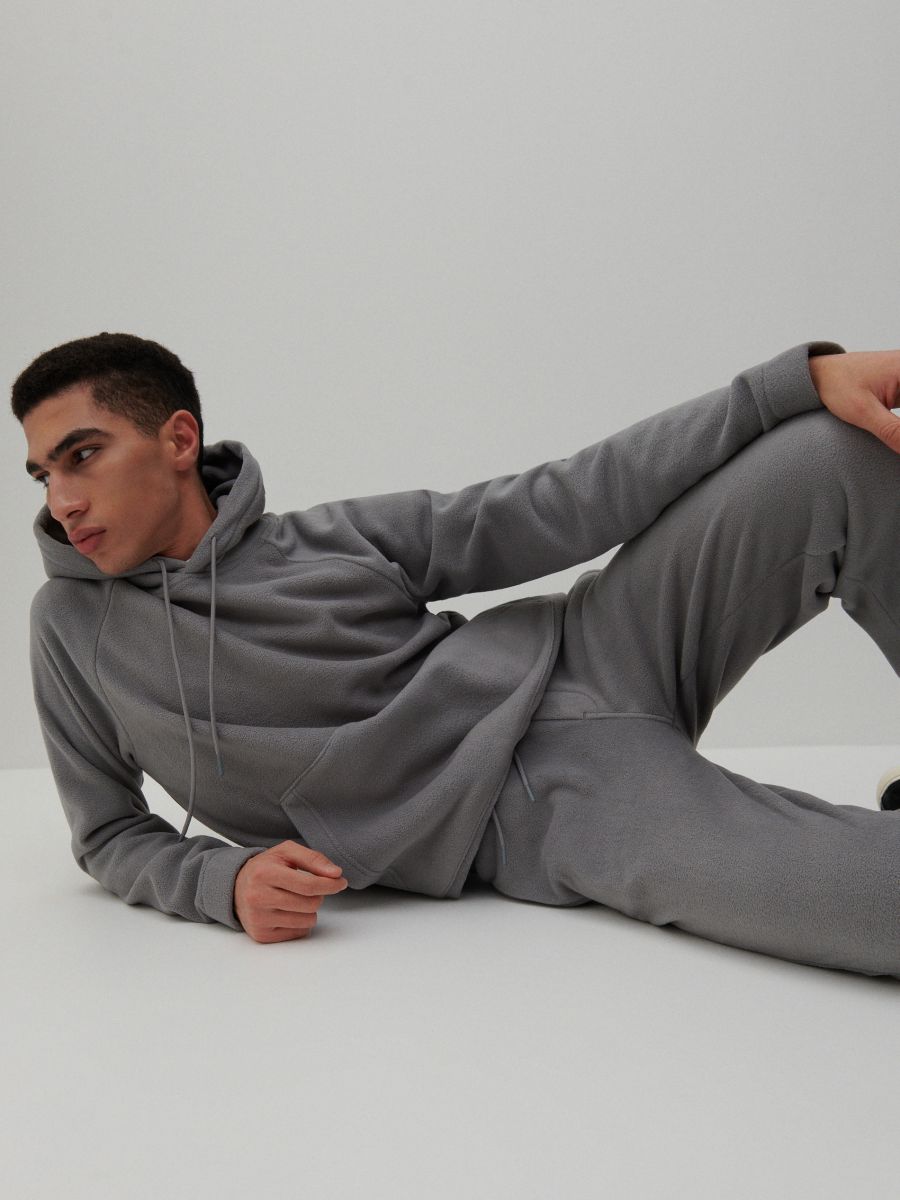 mens light grey zip up moletom com capuz