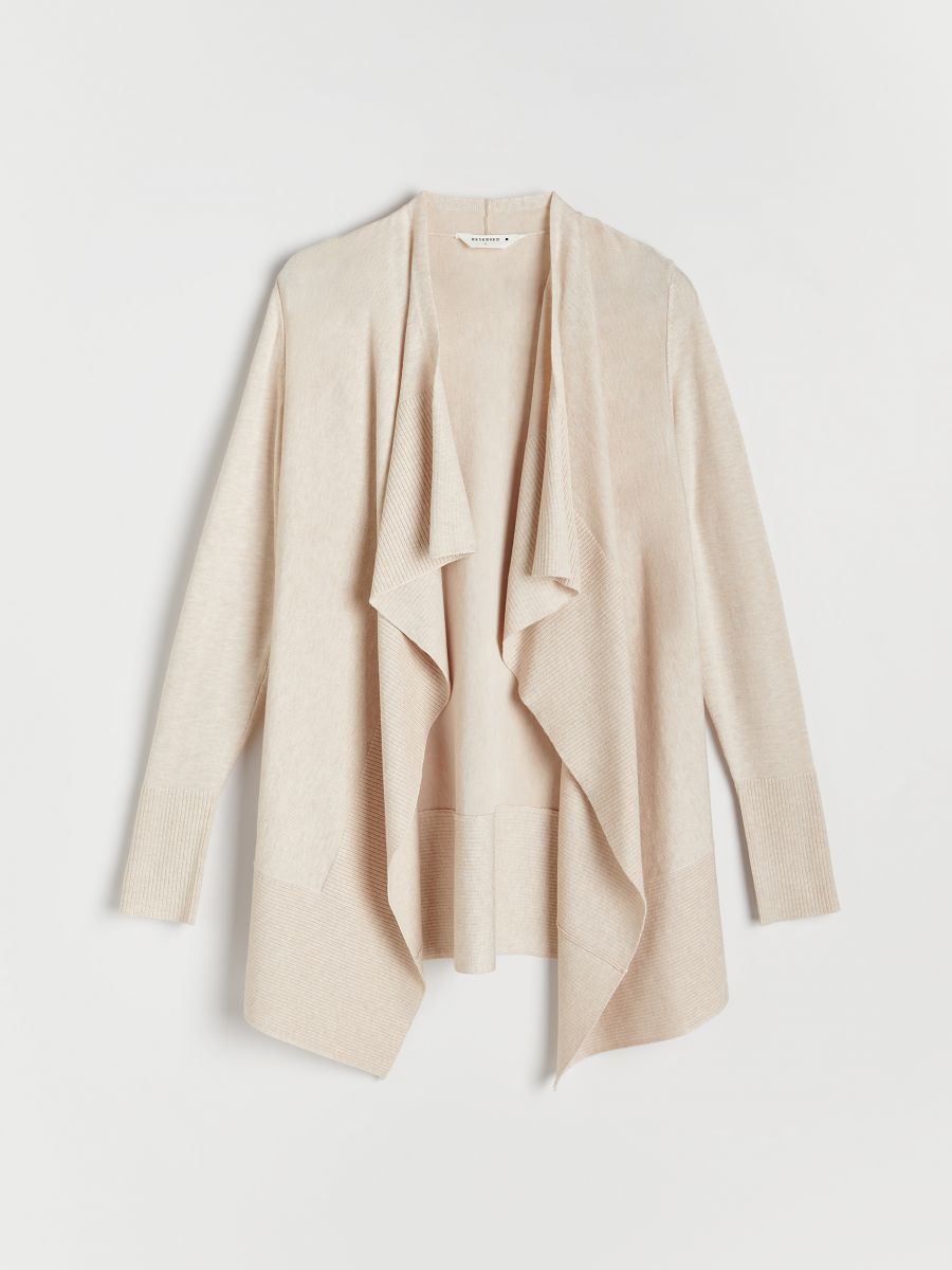 beige long knit cardigan