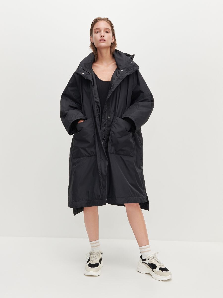 black waterproof parka coat