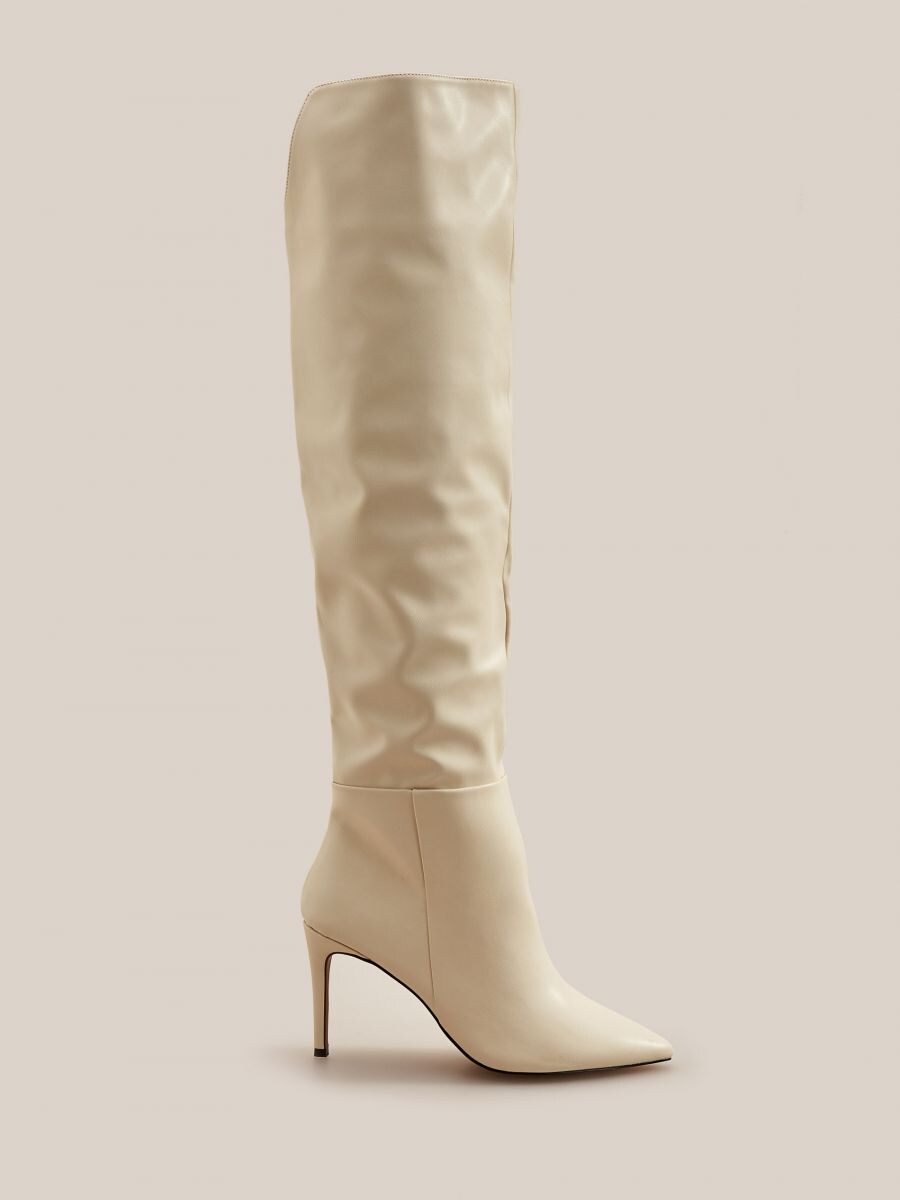 knee white boots