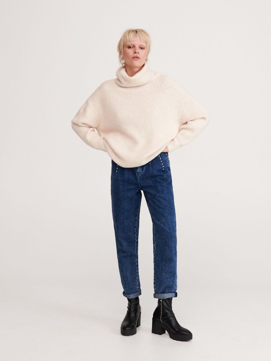 nude roll neck jumper