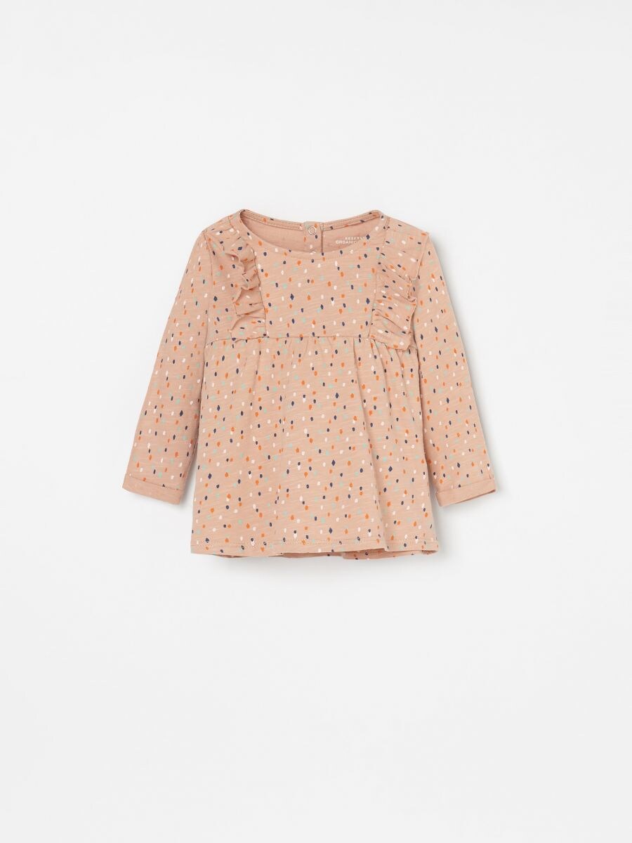 beige ruffle blouse