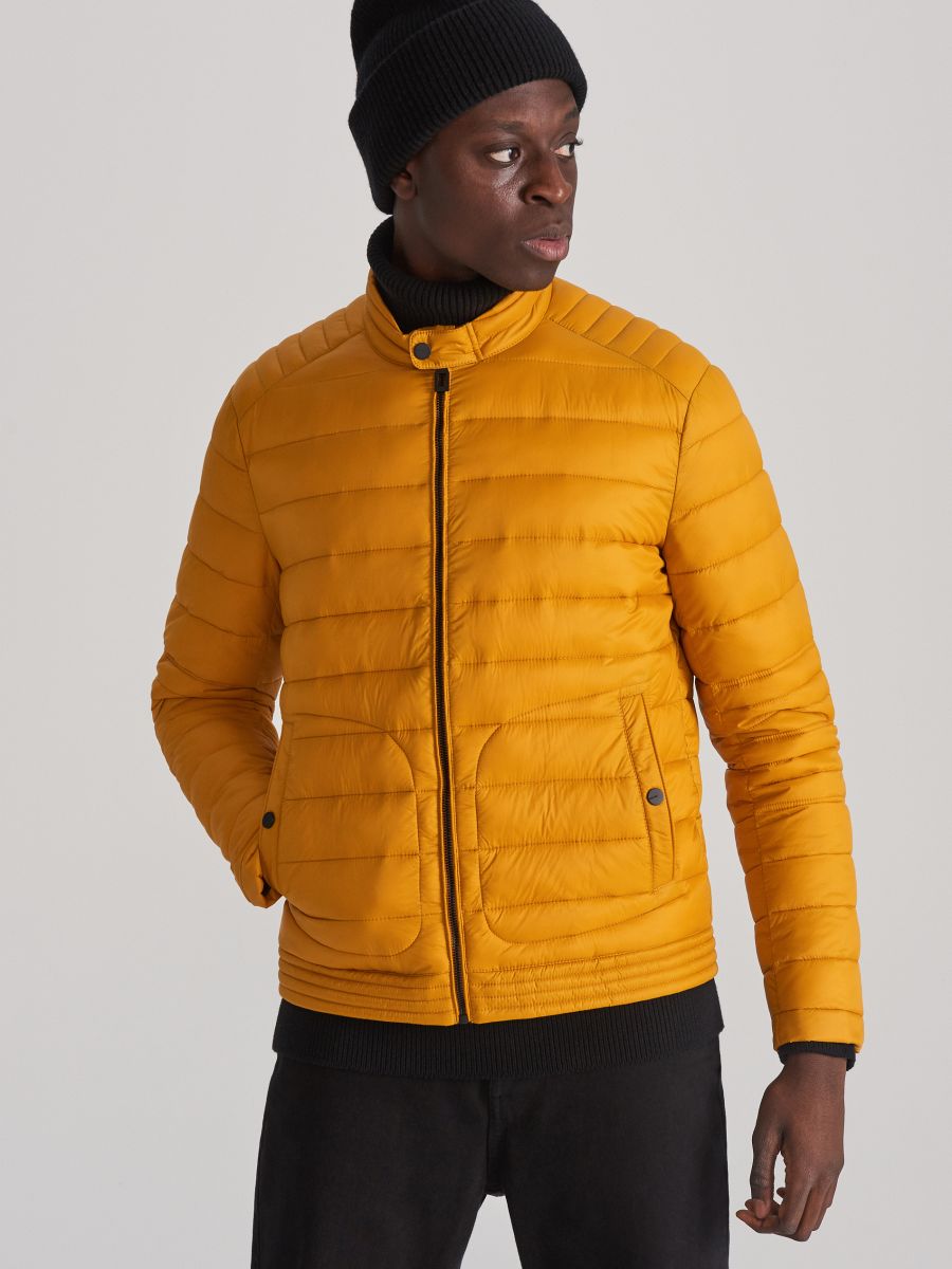 quilted jacket with high neck