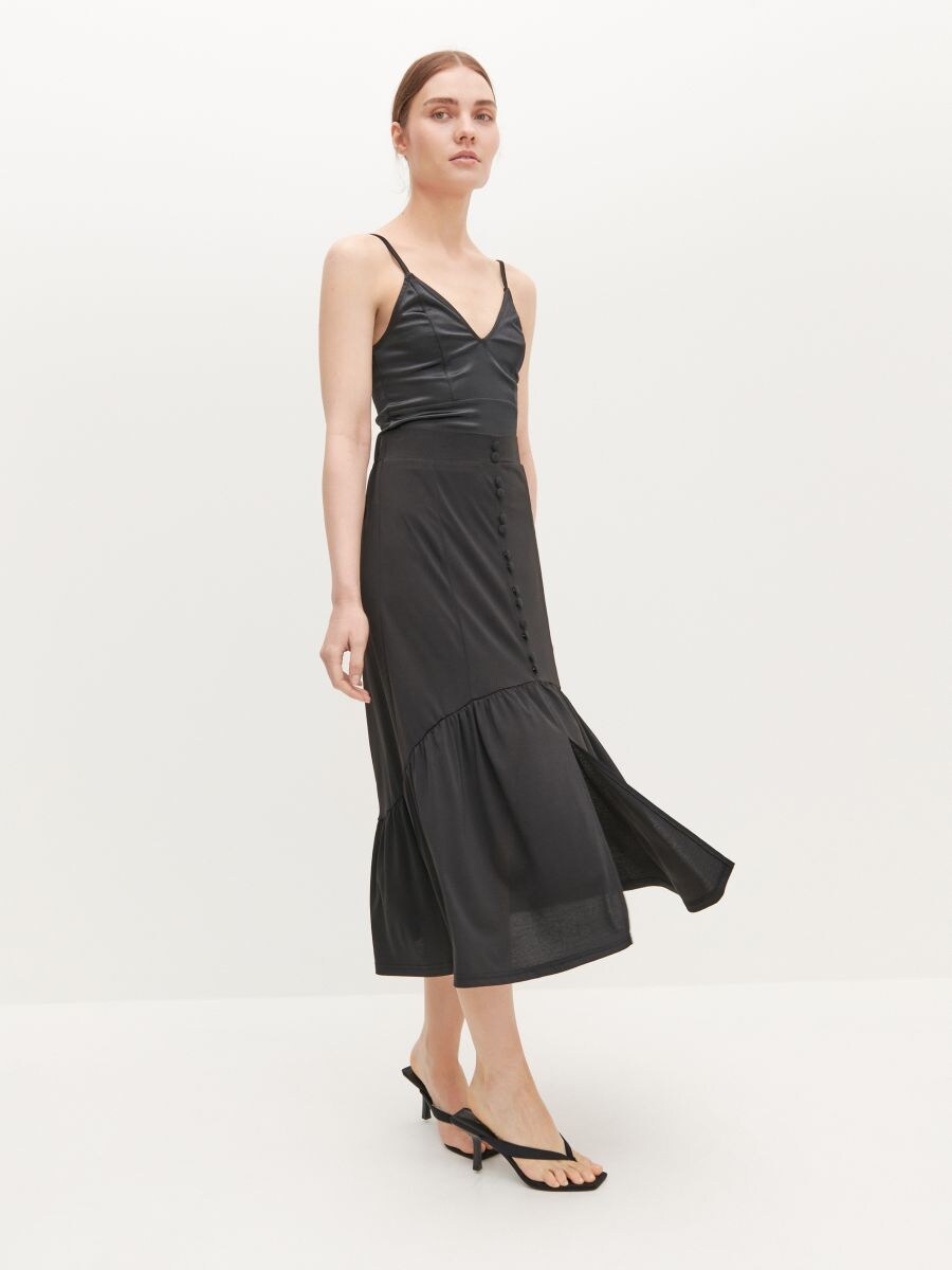 leather dress with pleated skirt
