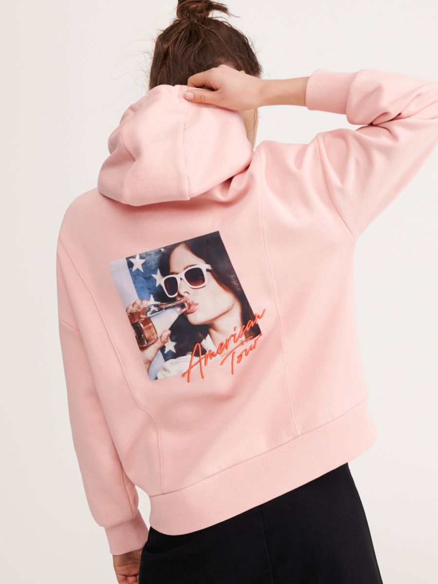 Bluza z nadrukiem na plecach, RESERVED, YA385 03X różowa bluza reserved chłopięca