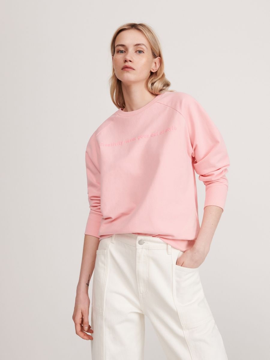 Bluza z nadrukiem, RESERVED, YA414 30X różowa bluza reserved chłopięca
