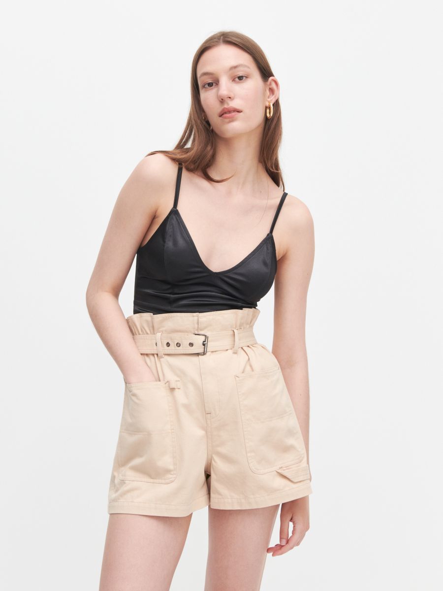 high waisted paperbag shorts