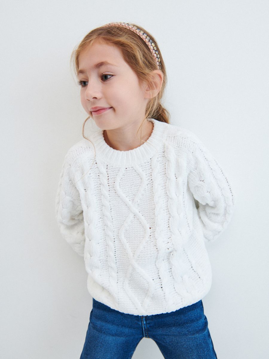 chenille cable knit sweater