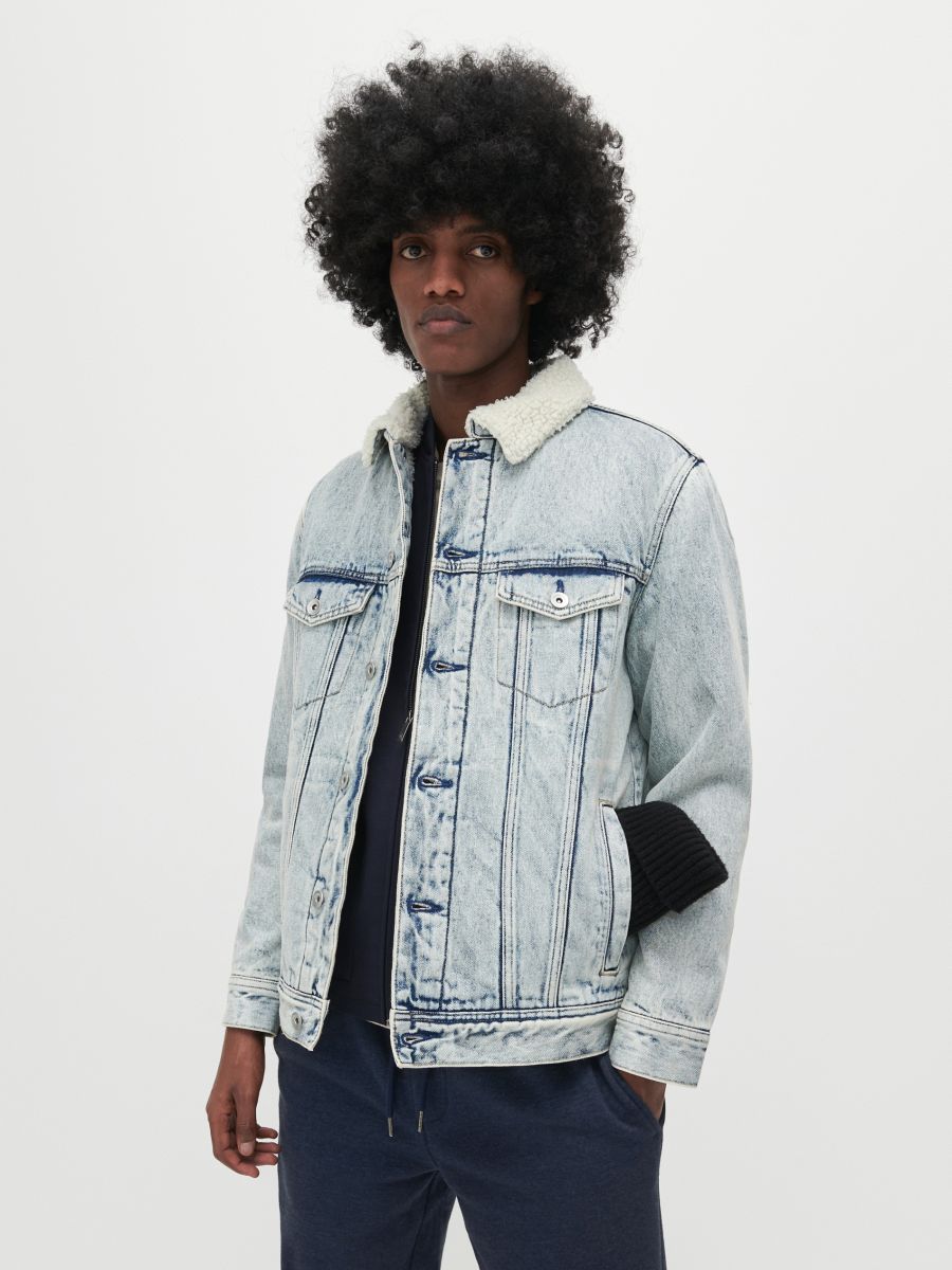 padded denim jacket mens