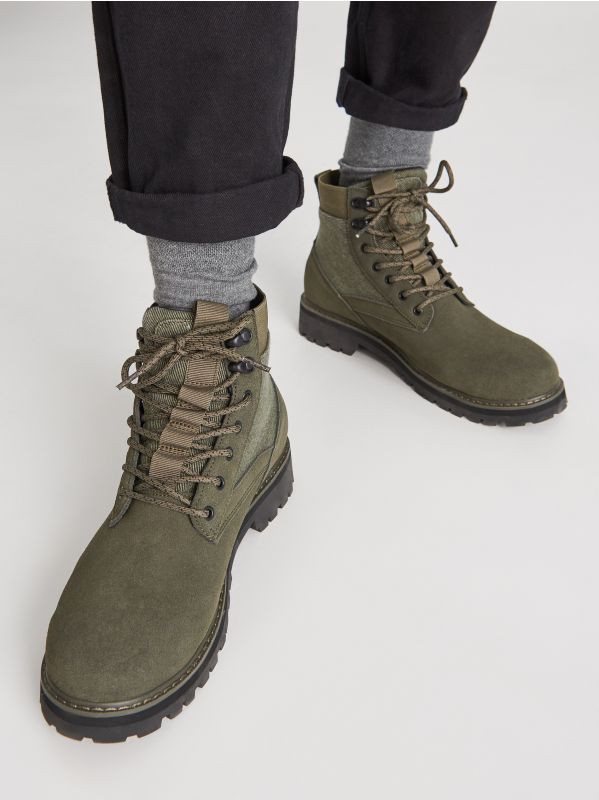 Combined fabrics hiking boots - green - UW956-97X - RESERVED