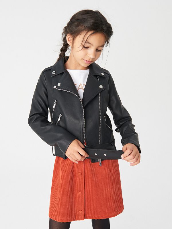 Dirbtinės odos biker stiliaus striukė - juoda - VU672-99X - RESERVED