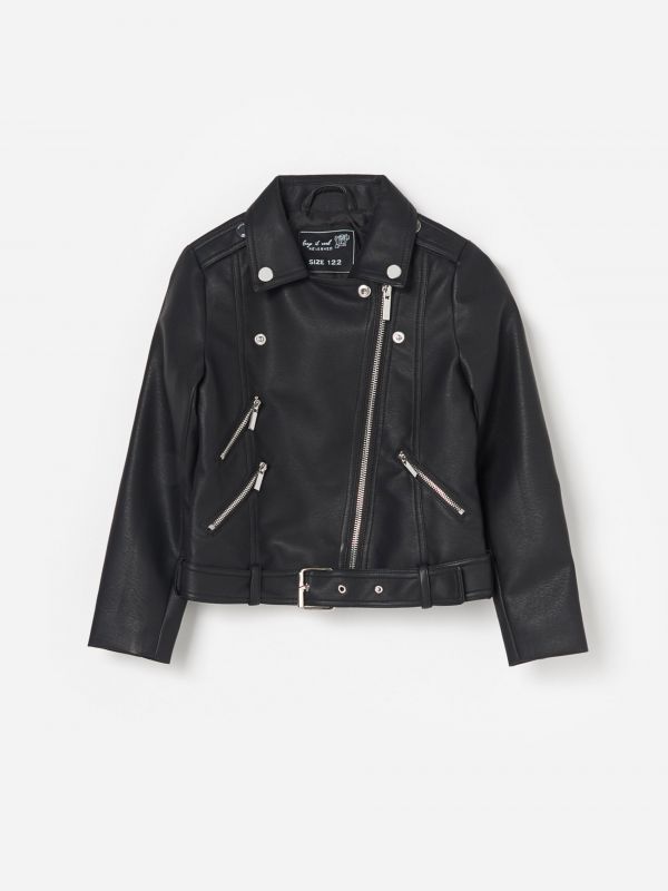 Bikerjacke Aus Kunstleder - schwarz - VU673-99X - RESERVED