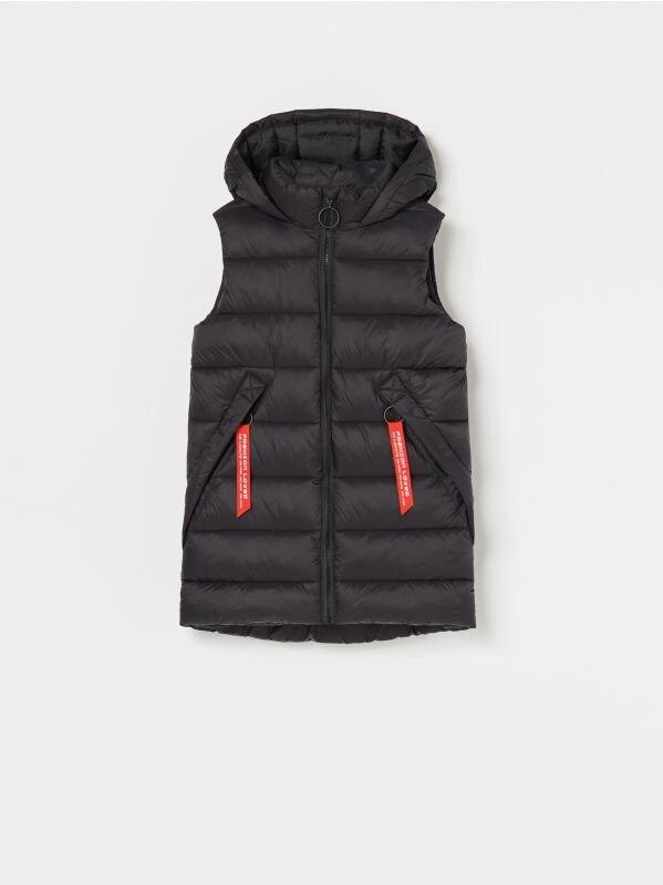 Quilted vest with a hood - black - VU680-99X - RESERVED