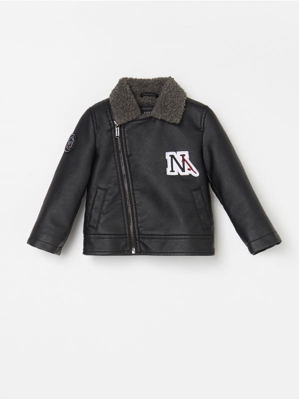 Gefütterte Biker-Jacke - schwarz - VW983-99X - RESERVED