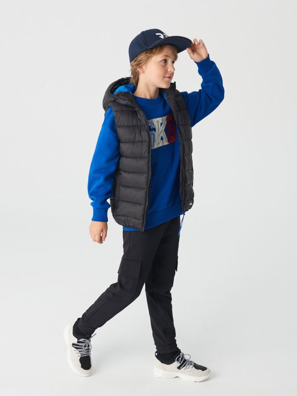 Quilted vest with a hood - black - VW990-99X - RESERVED