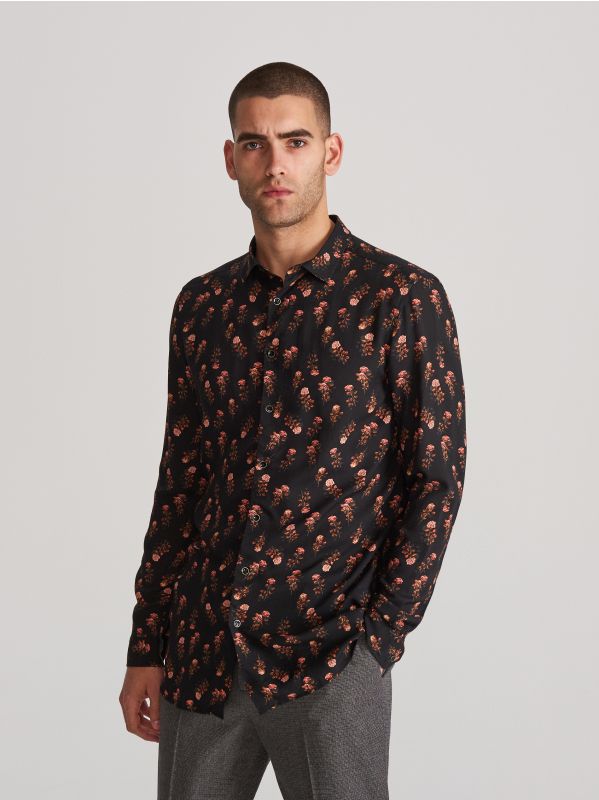 Raštuoti marškiniai regular fit - juoda - VX777-99P - RESERVED