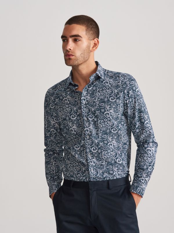 Camicia con fantasia raffinata - Blu scuro - VX781-59P - RESERVED