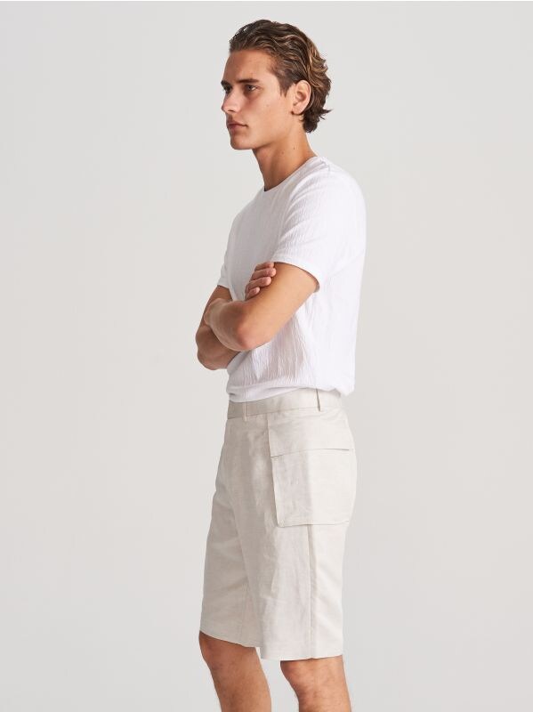 Linen rich bermuda shorts - beige - VY543-08X - RESERVED