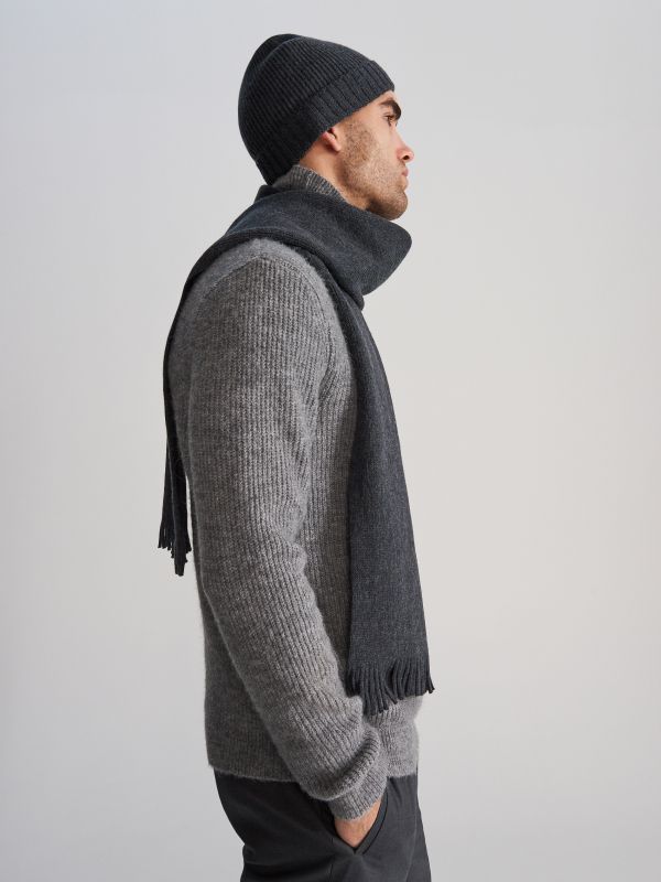 Schal und Beanie aus Wolle - grau - WB629-85M - RESERVED